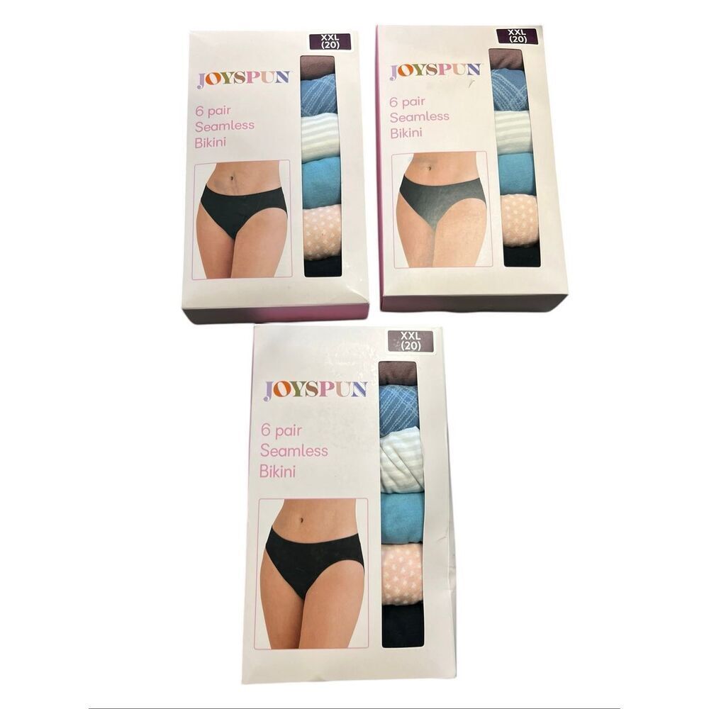 3 Joyspun seamless bikini Panties XXL(20) 6 Pair New In Box plus size